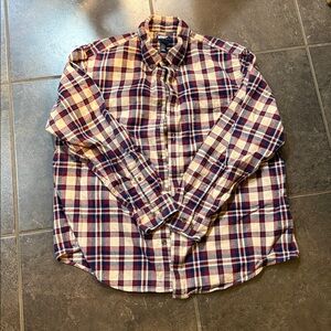 Lands' End Red and Cream Plaid Button-Down Shirt Men’s XXLT. EUC.